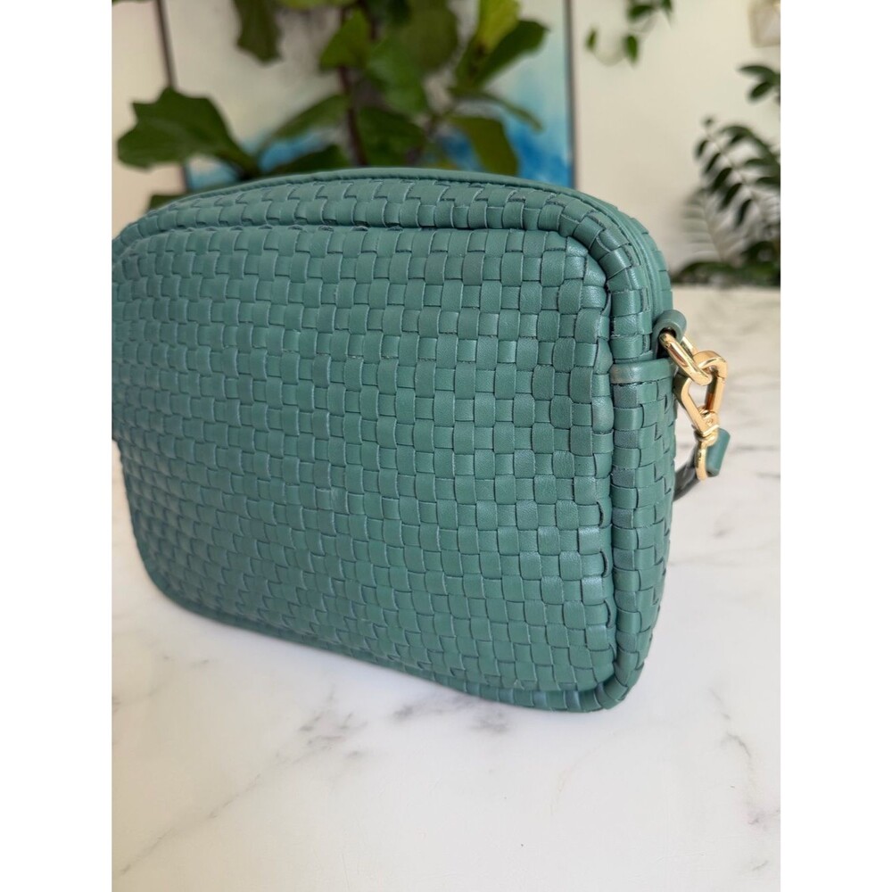 Quince Italian Leather Handwoven Crossbody Bag Emerald Green - Picture 4 of 14